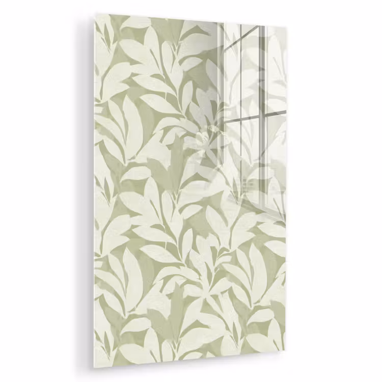 Glas schilderij - Saliegroen - Botanisch - Minimalistisch - Patroon — 1