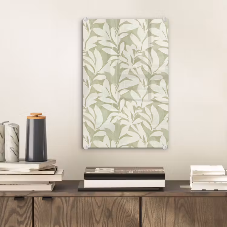 Glas schilderij - Saliegroen - Botanisch - Minimalistisch - Patroon — 2