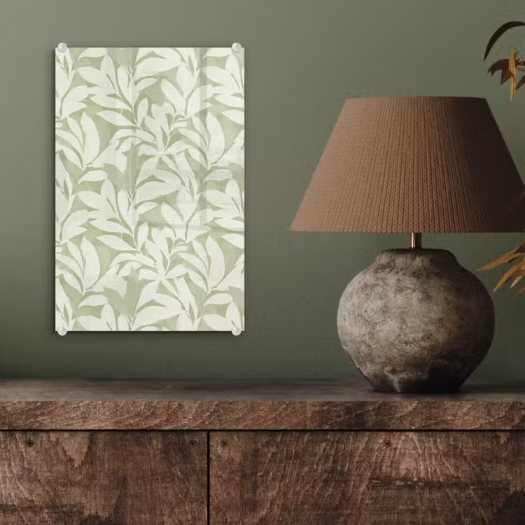 Glas schilderij - Saliegroen - Botanisch - Minimalistisch - Patroon — 4