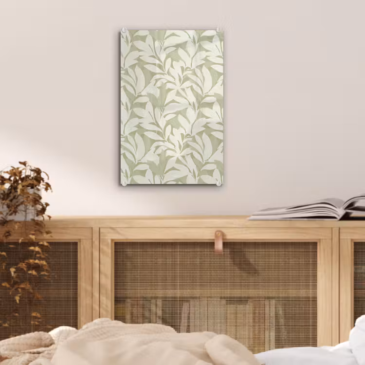 Glas schilderij - Saliegroen - Botanisch - Minimalistisch - Patroon — 5