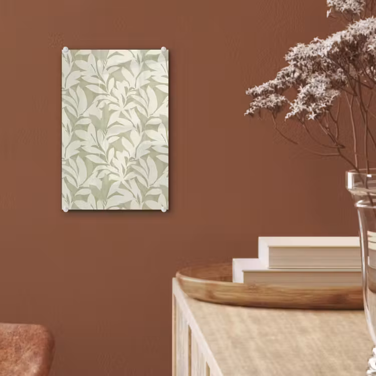 Glas schilderij - Saliegroen - Botanisch - Minimalistisch - Patroon — 6
