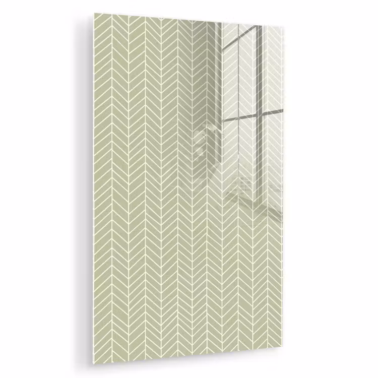 Glas schilderij - Saliegroen - Visgraat - Geometrisch - Patroon — 1