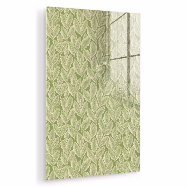 Glas schilderij - Groen - Botanisch - Bladeren - Vintage - Patroon — 1