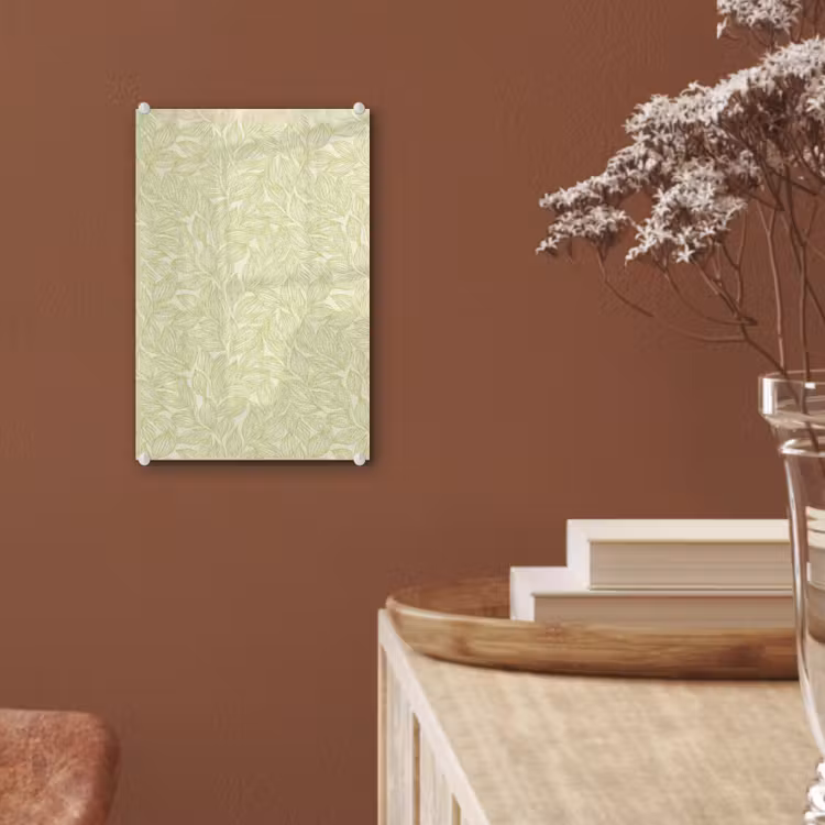 Glas schilderij - Saliegroen - Botanisch - Bladeren - Handgetekend - Patroon — 6