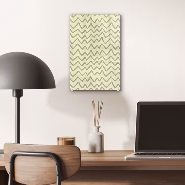 Glas schilderij - Saliegroen - Zigzag - Handgetekend - Patroon — 7