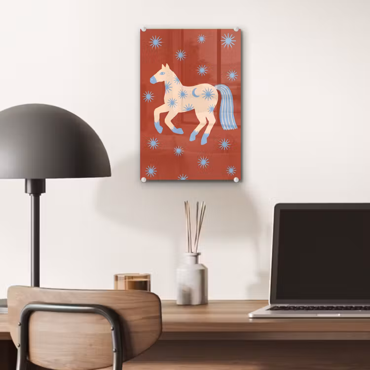 Glas schilderij - Dieren - Sterren - Maan - Abstract - Rood — 7