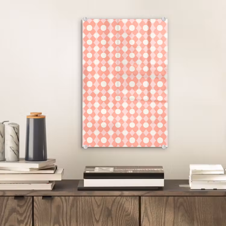 Glas schilderij - Koraal - Retro - Geometrisch - Patroon — 2
