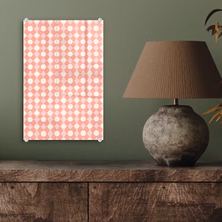 Glas schilderij - Koraal - Retro - Geometrisch - Patroon — 4