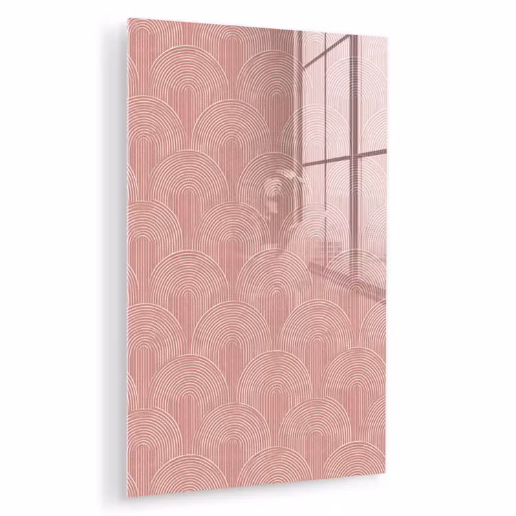 Glas schilderij - Oudroze - Bogen - Deco - Lijnen — 1