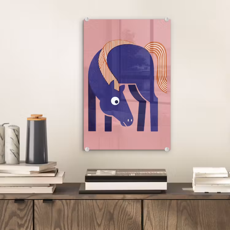 Glas schilderij - Paard - Abstract - Dieren - Modern - Blauw — 2