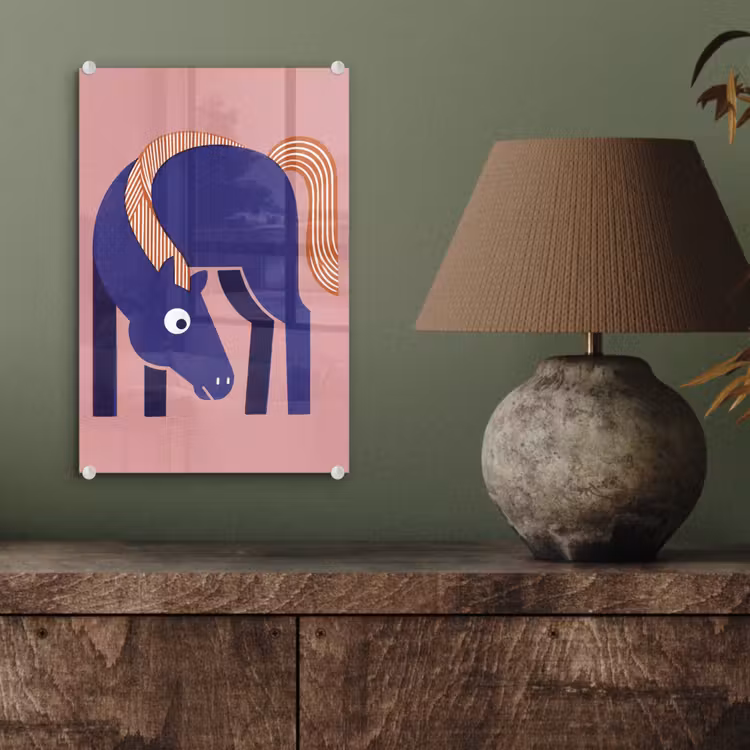 Glas schilderij - Paard - Abstract - Dieren - Modern - Blauw — 4