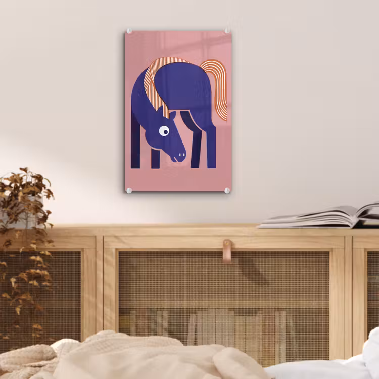 Glas schilderij - Paard - Abstract - Dieren - Modern - Blauw — 5