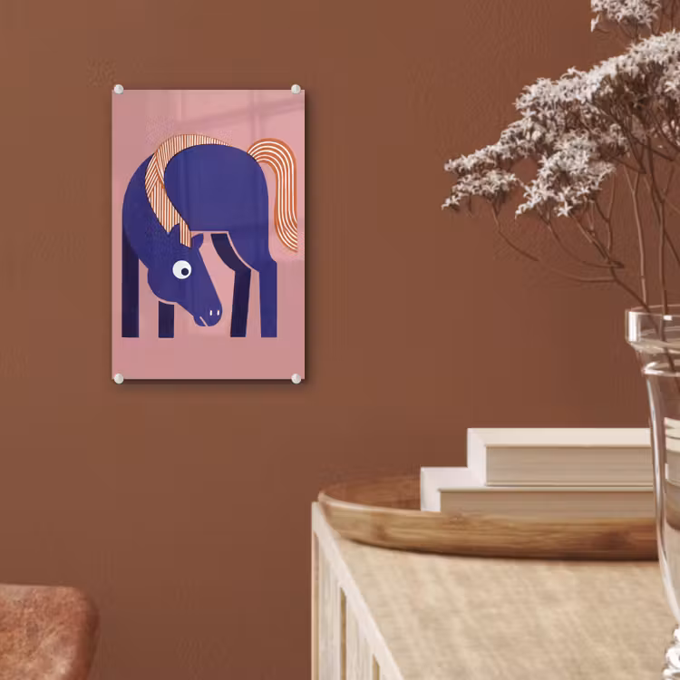 Glas schilderij - Paard - Abstract - Dieren - Modern - Blauw — 6