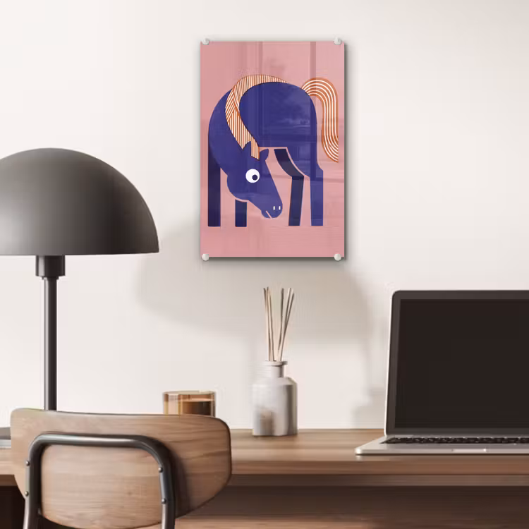 Glas schilderij - Paard - Abstract - Dieren - Modern - Blauw — 7