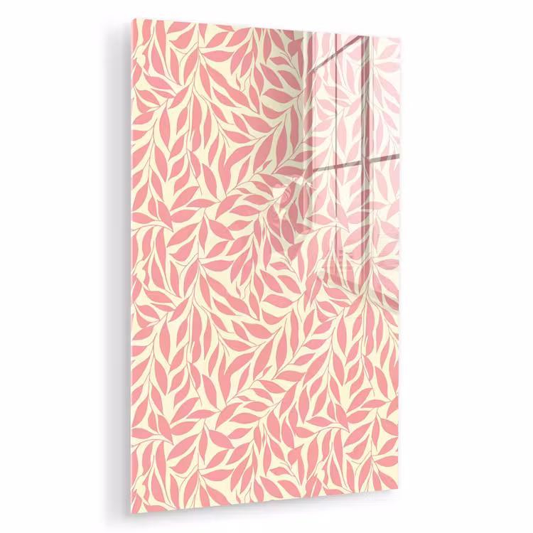 Glas schilderij - Roze - Bladeren - Dynamisch - Patroon — 1