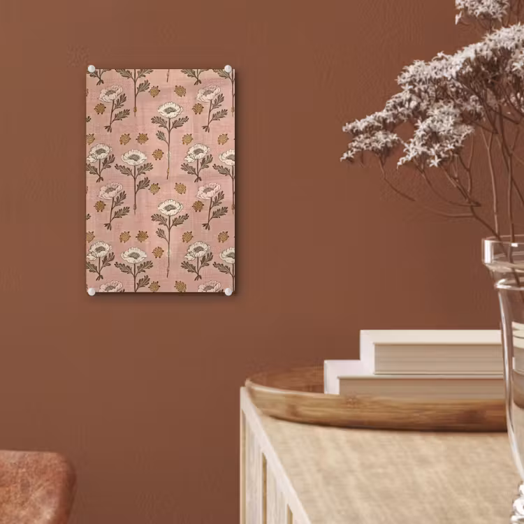 Glas schilderij - Roze - Bloemen - Vintage - Textuur — 6