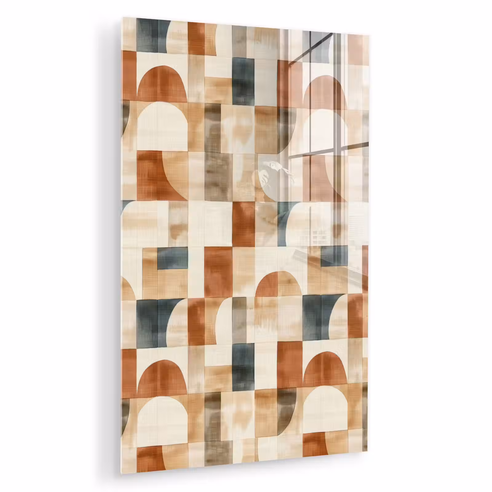 Glas schilderij - Terracotta - Geometrisch - Aquarel - Textuur — 1