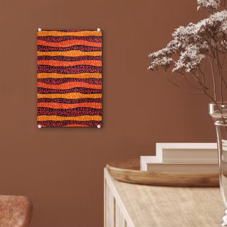 Glas schilderij - Oranje - Roze - Expressief - Patroon — 6