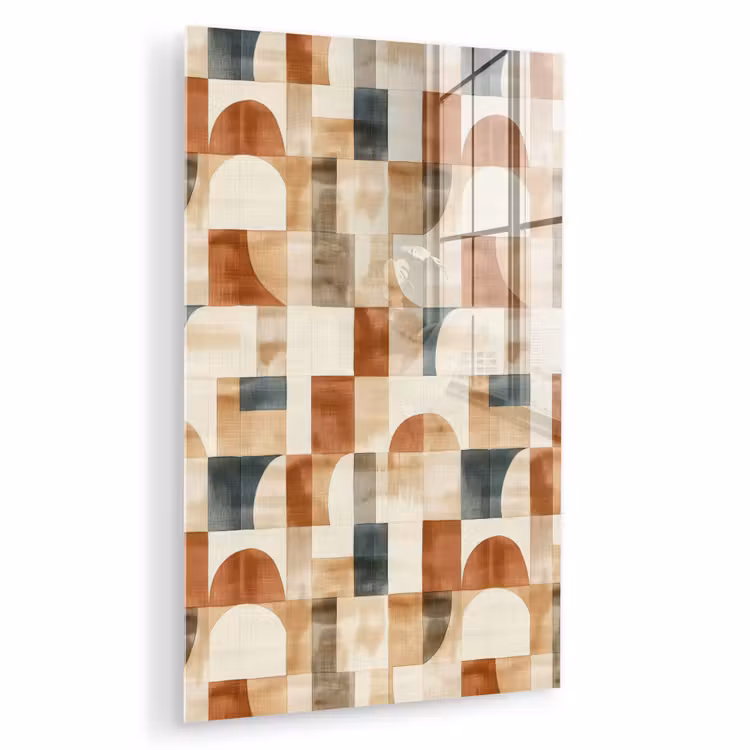 Glas schilderij - Terracotta - Geometrisch - Aquarel - Textuur — 1