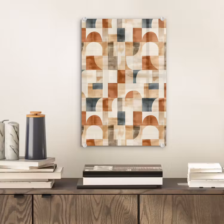 Glas schilderij - Terracotta - Geometrisch - Aquarel - Textuur — 2