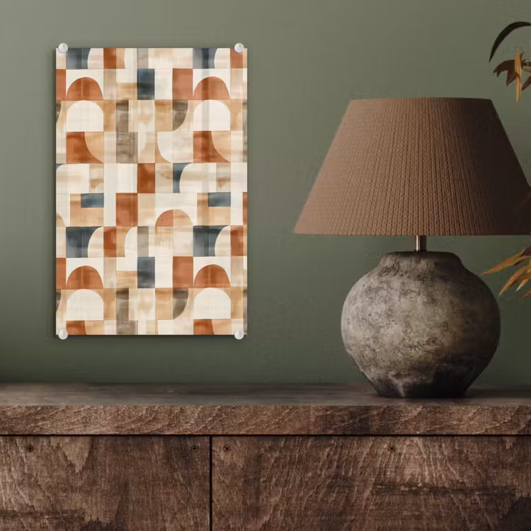 Glas schilderij - Terracotta - Geometrisch - Aquarel - Textuur — 4