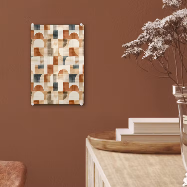 Glas schilderij - Terracotta - Geometrisch - Aquarel - Textuur — 6