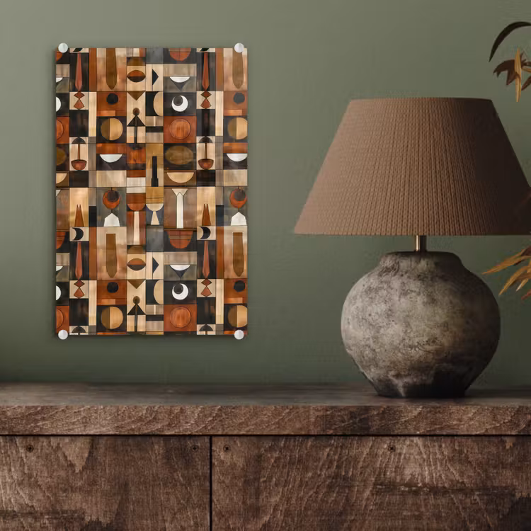Glas schilderij - Terracotta - Geometrisch - Mid-Century - Patroon — 4