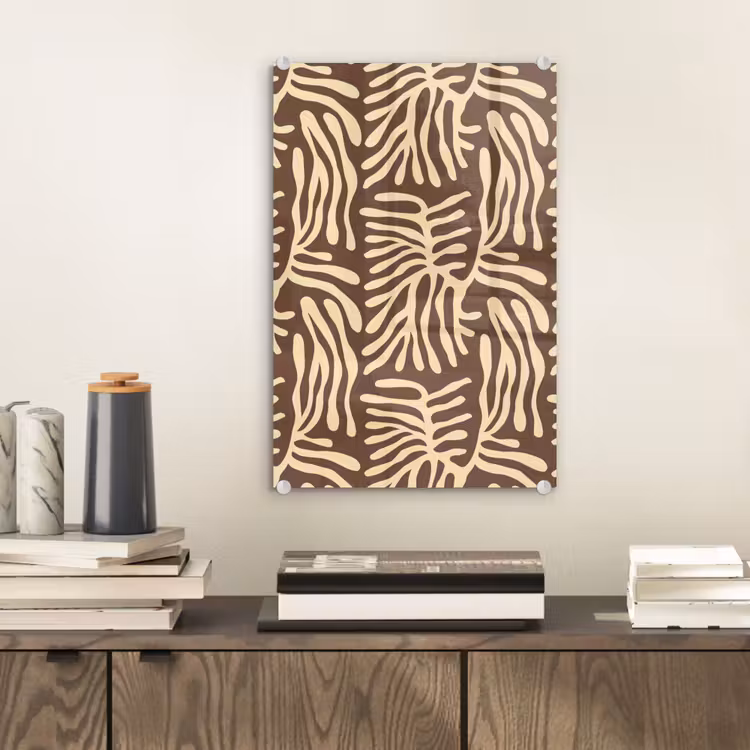 Glas schilderij - Bruin - Koraal - Expressief - Patroon — 2