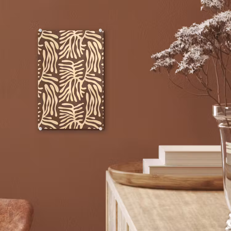 Glas schilderij - Bruin - Koraal - Expressief - Patroon — 6