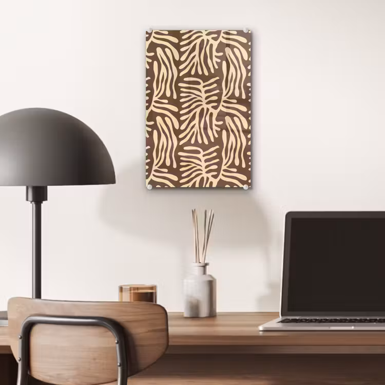 Glas schilderij - Bruin - Koraal - Expressief - Patroon — 7