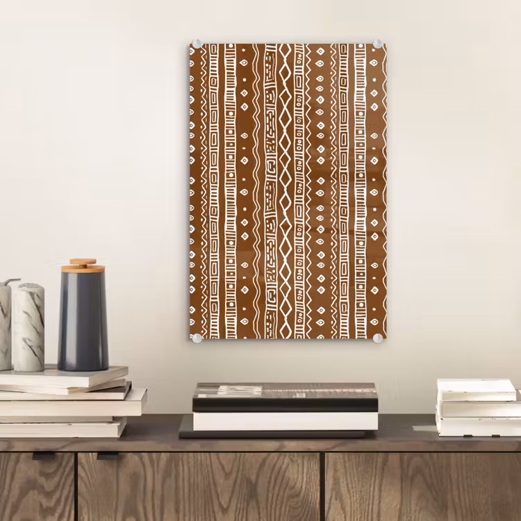 Glas schilderij - Chocoladebruin - Etnisch - Tribaal - Patroon — 2