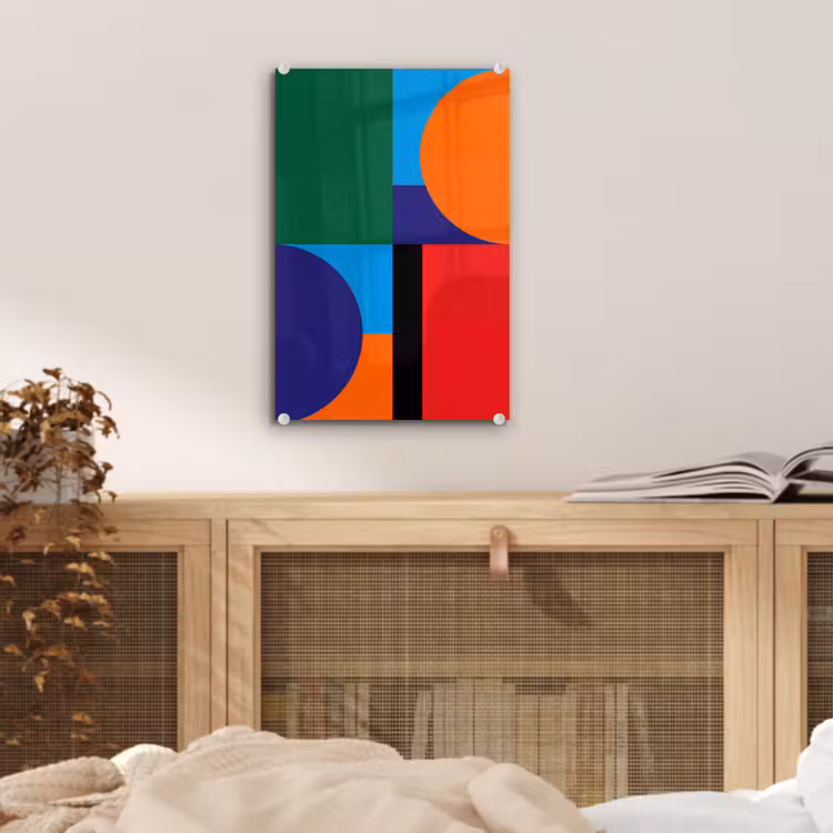 Glas schilderij - Geometrisch - Abstract - Vormen - Kleurrijk - Modern — 5