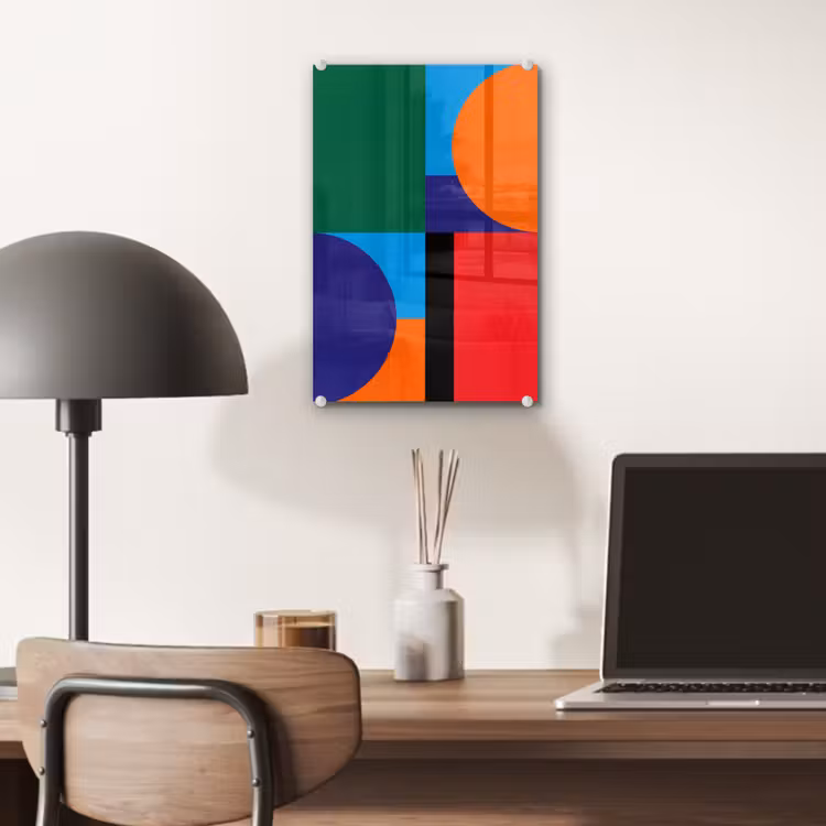 Glas schilderij - Geometrisch - Abstract - Vormen - Kleurrijk - Modern — 7