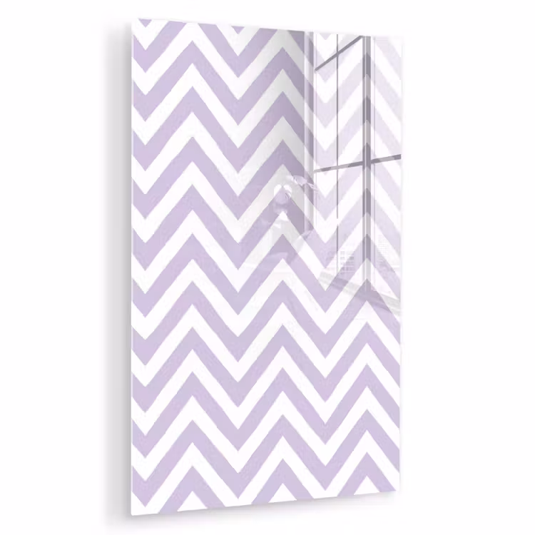 Glas schilderij - Lila - Geometrisch - Chevron - Zigzag - Patroon — 1