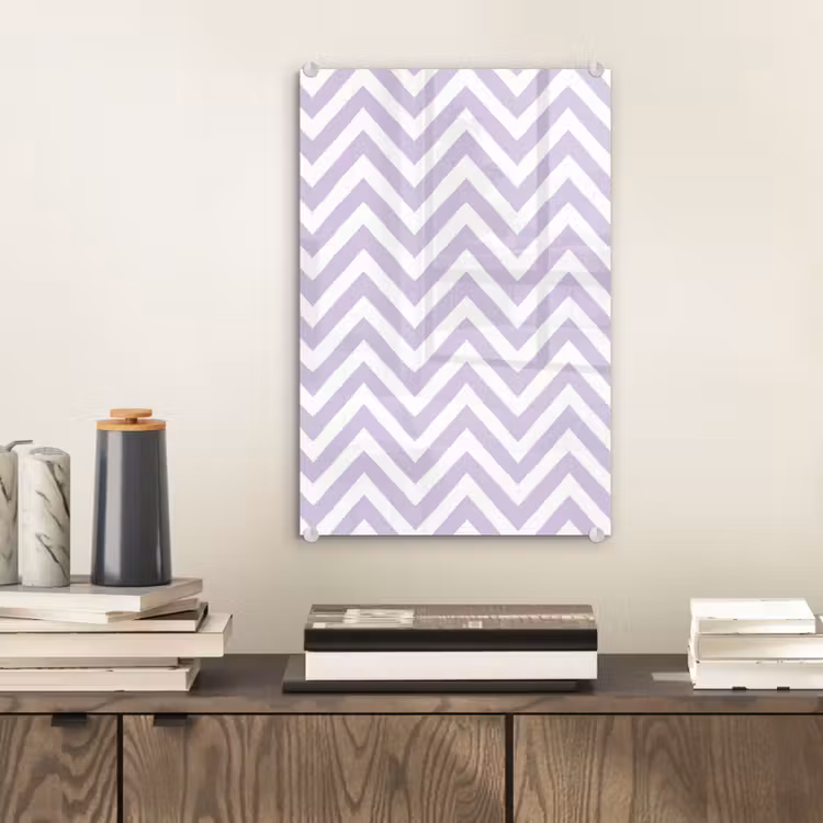 Glas schilderij - Lila - Geometrisch - Chevron - Zigzag - Patroon — 2
