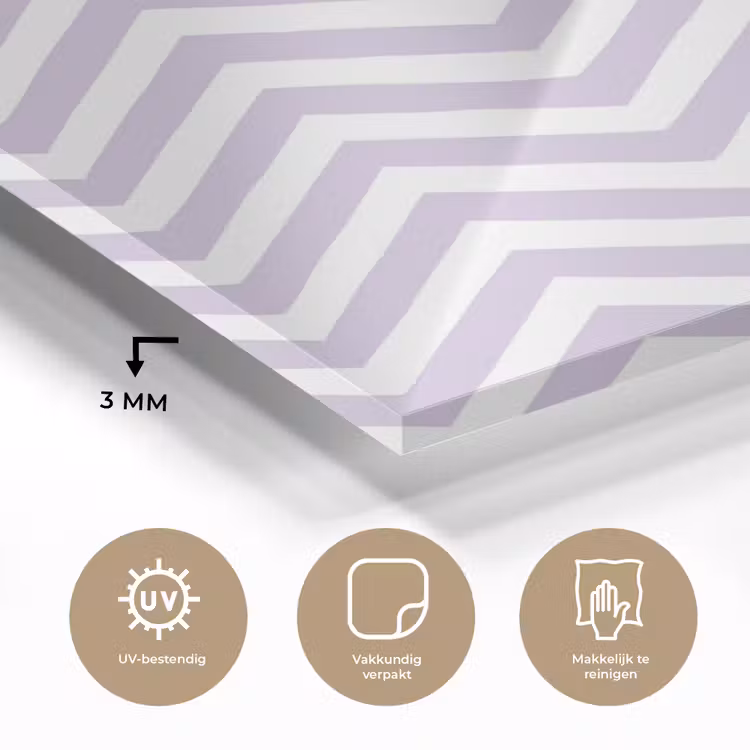 Glas schilderij - Lila - Geometrisch - Chevron - Zigzag - Patroon — 3