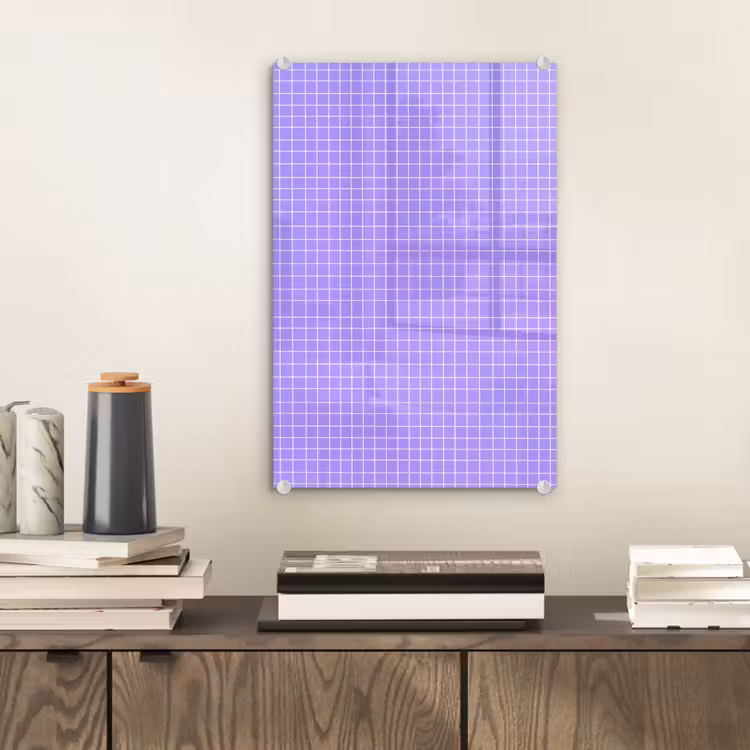 Glas schilderij - Paars - Geometrisch - Raster - Minimalistisch - Patroon — 2