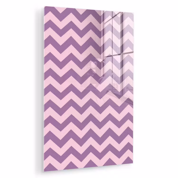 Glas schilderij - Paars - Roze - Geometrisch - Chevron - Zigzag - Patroon — 1