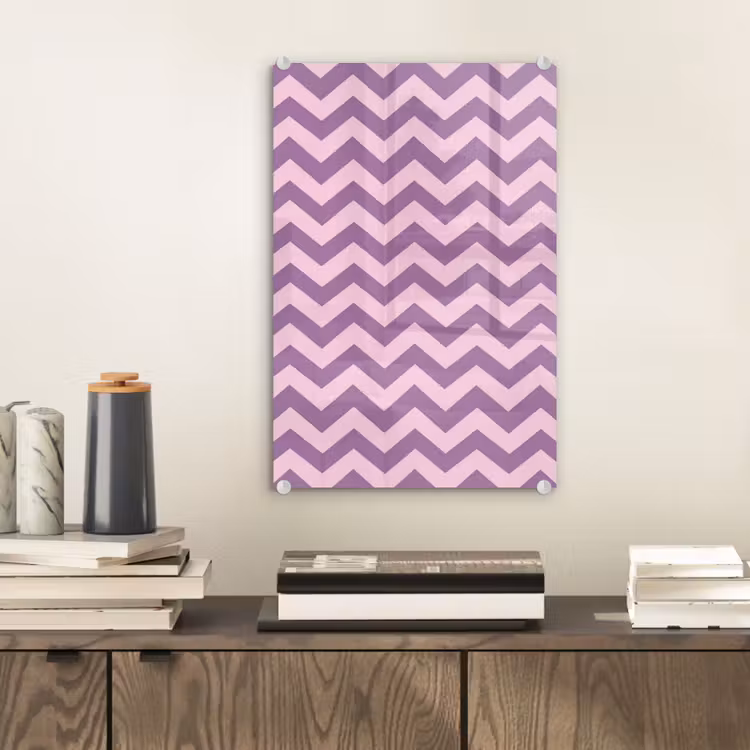 Glas schilderij - Paars - Roze - Geometrisch - Chevron - Zigzag - Patroon — 2