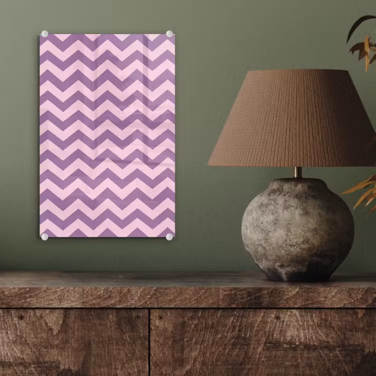 Glas schilderij - Paars - Roze - Geometrisch - Chevron - Zigzag - Patroon — 4