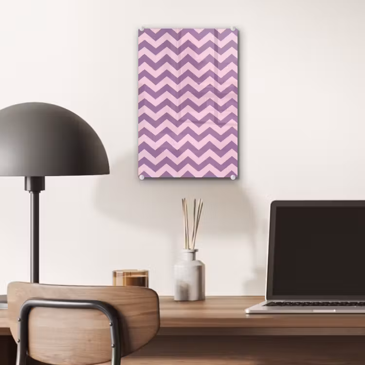 Glas schilderij - Paars - Roze - Geometrisch - Chevron - Zigzag - Patroon — 7