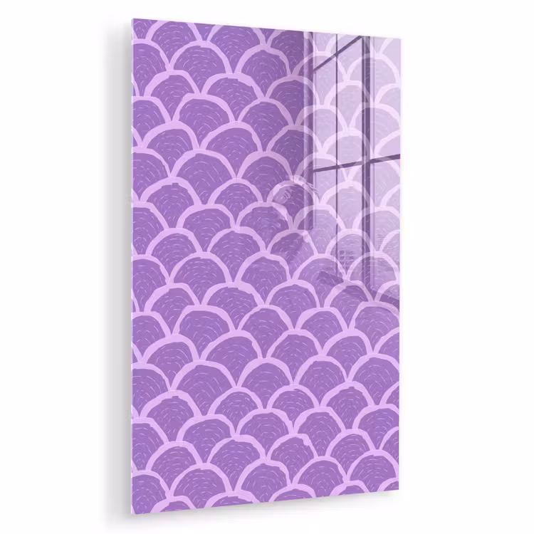 Glas schilderij - Paars - Schubber - Schelpen - Handgetekend - Patroon — 1