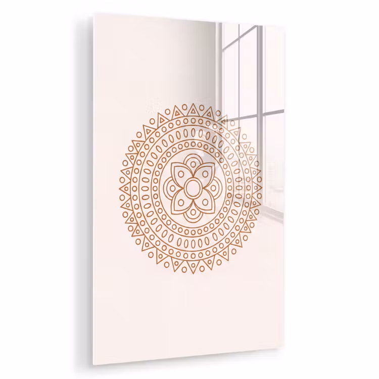 Glas schilderij - Mandala - Geometrisch - Abstract - Oosters - Bruin — 1