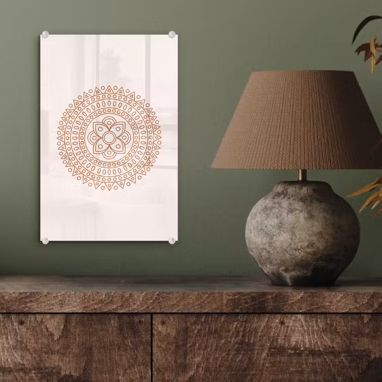 Glas schilderij - Mandala - Geometrisch - Abstract - Oosters - Bruin — 4