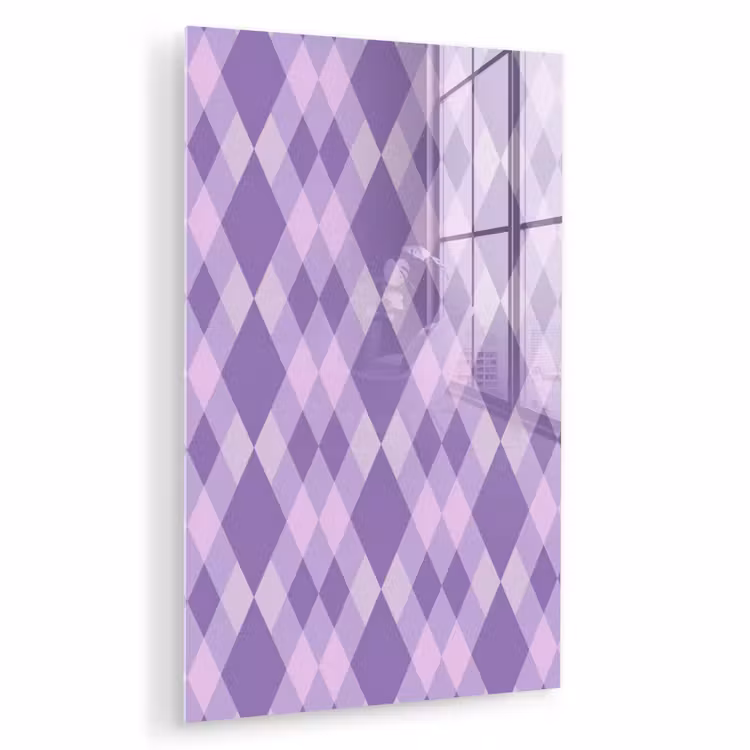 Glas schilderij - Paars - Geometrisch - Ruiten - Argyle - Patroon — 1