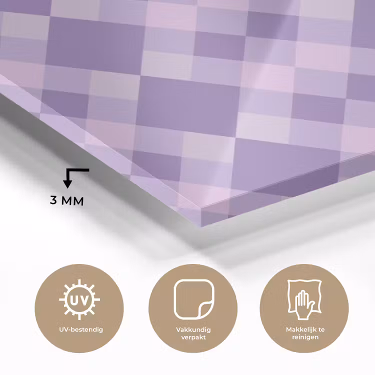 Glas schilderij - Paars - Geometrisch - Ruiten - Argyle - Patroon — 3
