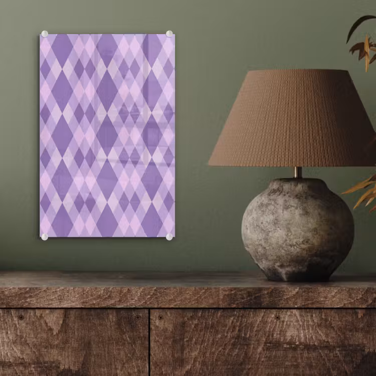 Glas schilderij - Paars - Geometrisch - Ruiten - Argyle - Patroon — 4