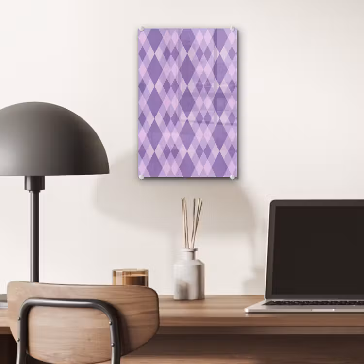 Glas schilderij - Paars - Geometrisch - Ruiten - Argyle - Patroon — 7