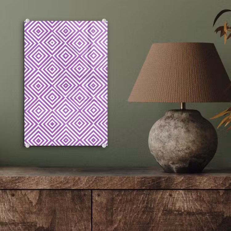 Glas schilderij - Paars - Geometrisch - Ruiten - Concentrisch - Patroon — 4