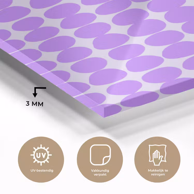 Glas schilderij - Paars - Geometrisch - Stippen - Polka Dot - Patroon — 3